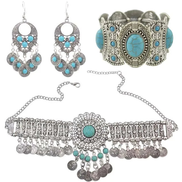 Bohemian Luxury Style Stone Carved Necklace Set / Ruchi