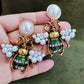 1 Pair Luxurious Figurine Pendant White Pearl Metal Earrings / Ruchi