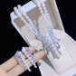 3 Pieces Cubic Zirconia White Pearl Jewelry Set / Ruchi