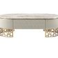 Astounding Marble Top Leather Upholstered Coffee Table / Ruchi