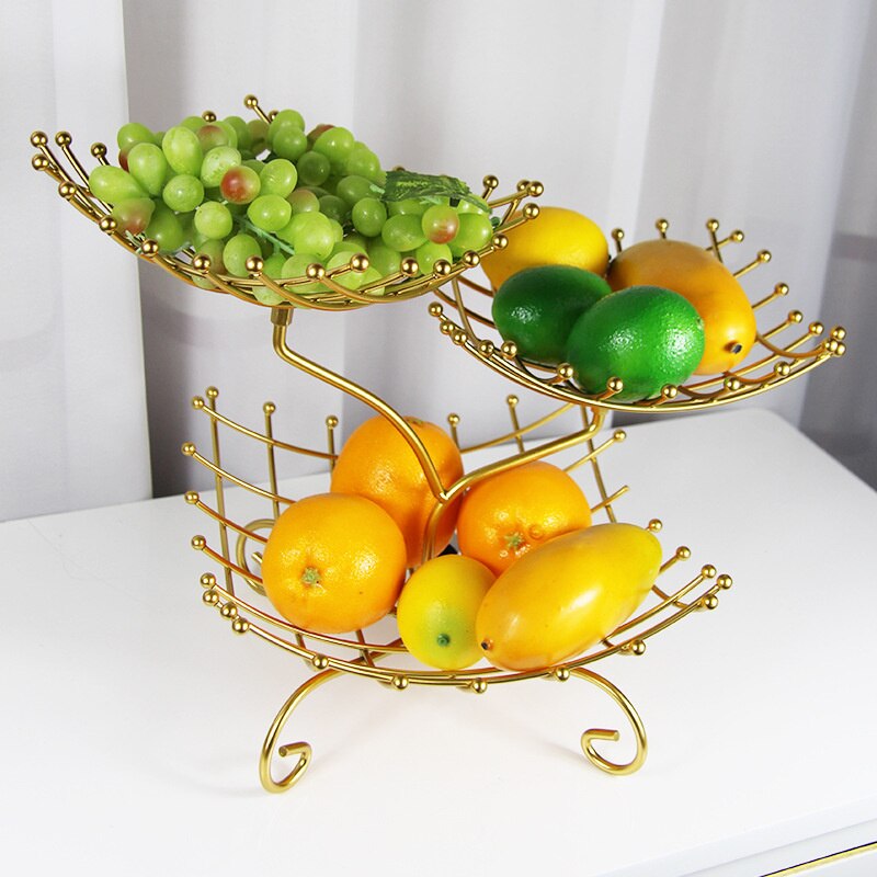 Multilayer Tray Grid Style Metal Fruit Basket Stand / Ruchi