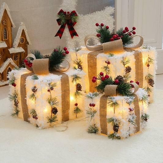 Captivating Set Of 3 Colorful Hollowed Christmas Cubical Gift Box / Ruchi