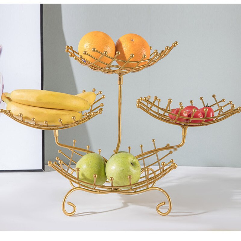 Multilayer Tray Grid Style Metal Fruit Basket Stand / Ruchi