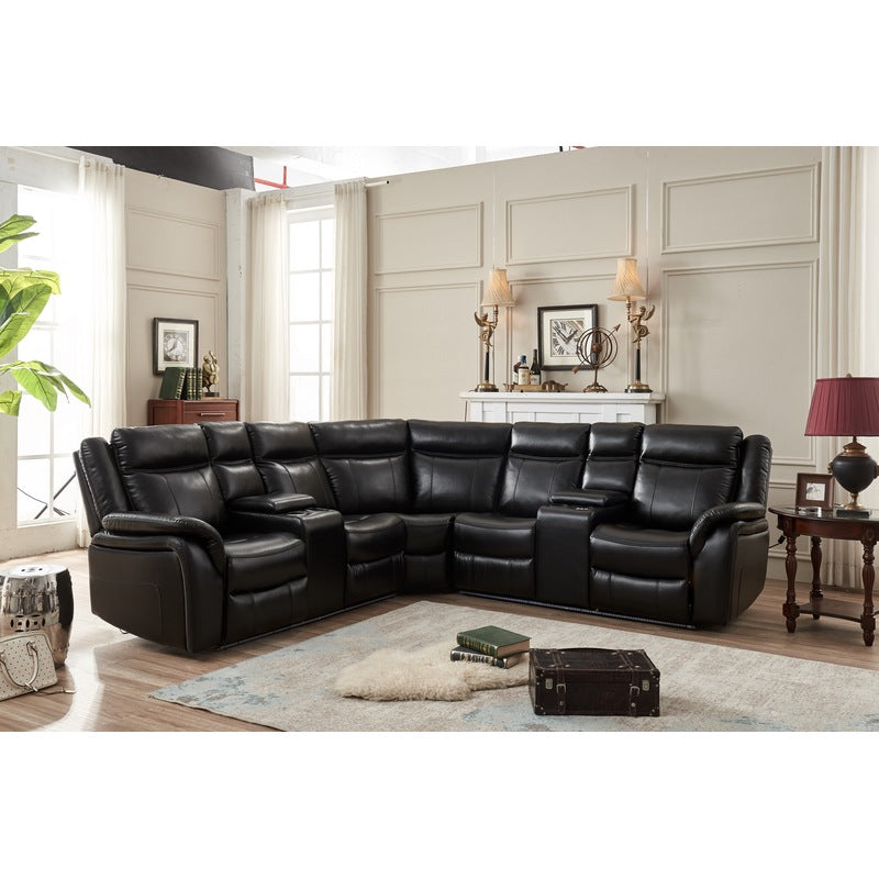 Faux Leather Power Recliner Sectional Sofa With LED Light / Ruchi