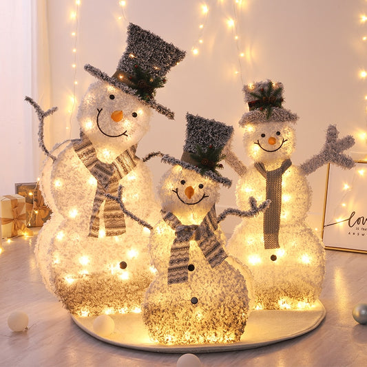 Endearing Christmas Flocked Snowman With LED Light / Ruchi