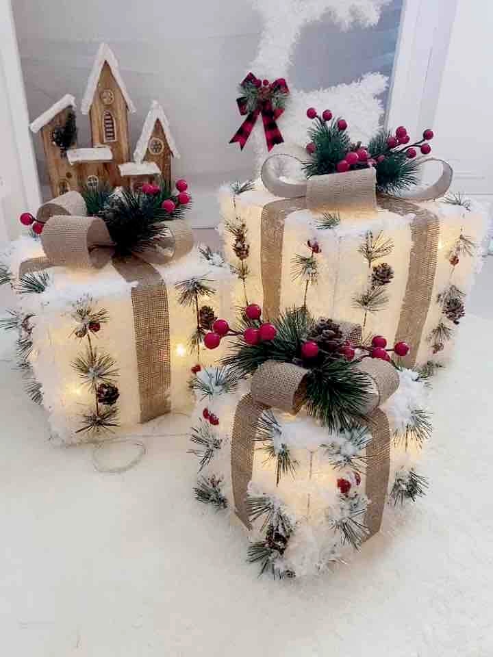 Captivating Set Of 3 Colorful Hollowed Christmas Cubical Gift Box / Ruchi