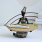 African Sitting Lady Holding Leaf Design Bowl Showpiece / Ruchi