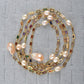 50" Colorful Stone Pink Pearl CZ Pave Long Necklace / Ruchi
