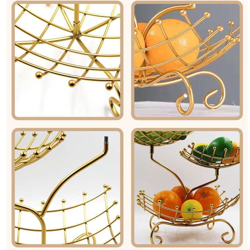 Multilayer Tray Grid Style Metal Fruit Basket Stand / Ruchi