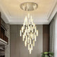 Contemporary Glitzy Crystal Bar Design Golden LED Chandelier / Ruchi