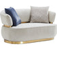 Ambrose Style Metal Accented Fabric Upholstered Sofa Set / Ruchi