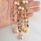 50" Colorful Stone Pink Pearl CZ Pave Long Necklace / Ruchi