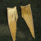 1 Pair Tassel Design Zirconia Brass Golden Earrings / Ruchi