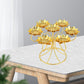 Elegant Lotus Design Golden Finish 7 Pc Candle Holders / Ruchi