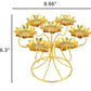 Elegant Lotus Design Golden Finish 7 Pc Candle Holders / Ruchi