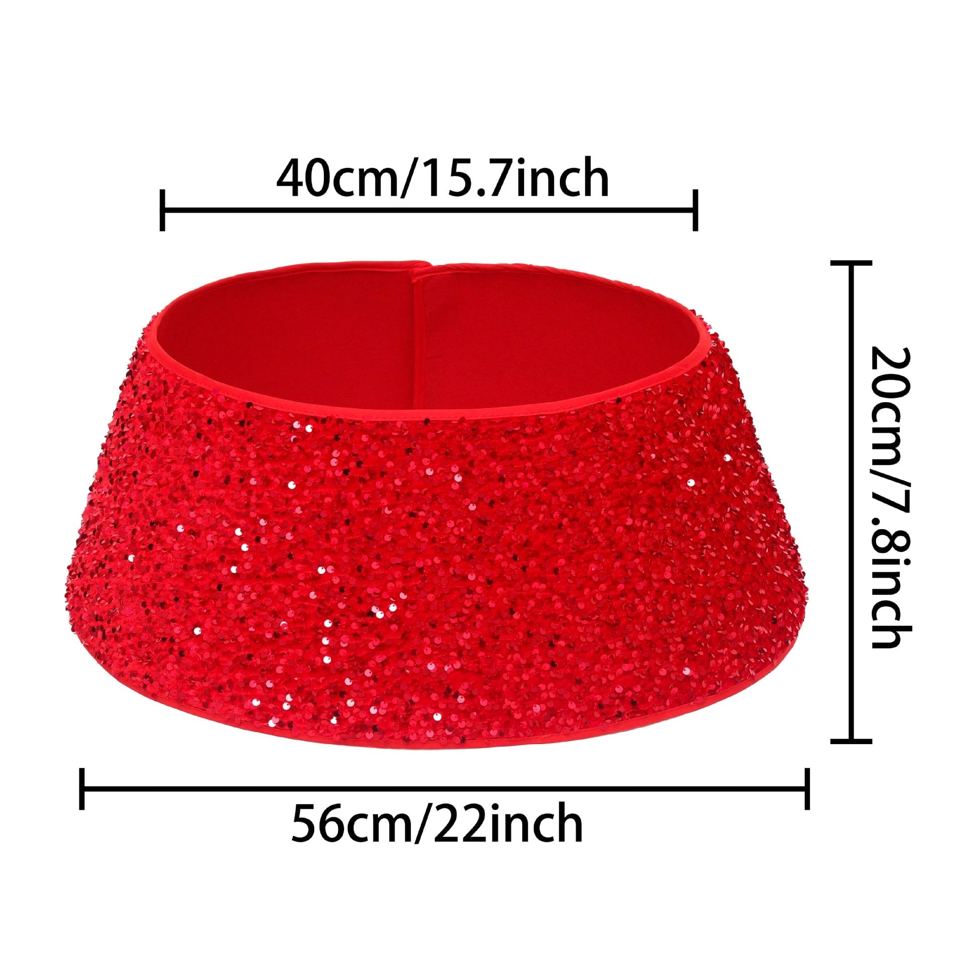 Glitzy Circular Skirt Design Red Fabric Christmas Tree Base / Ruchi