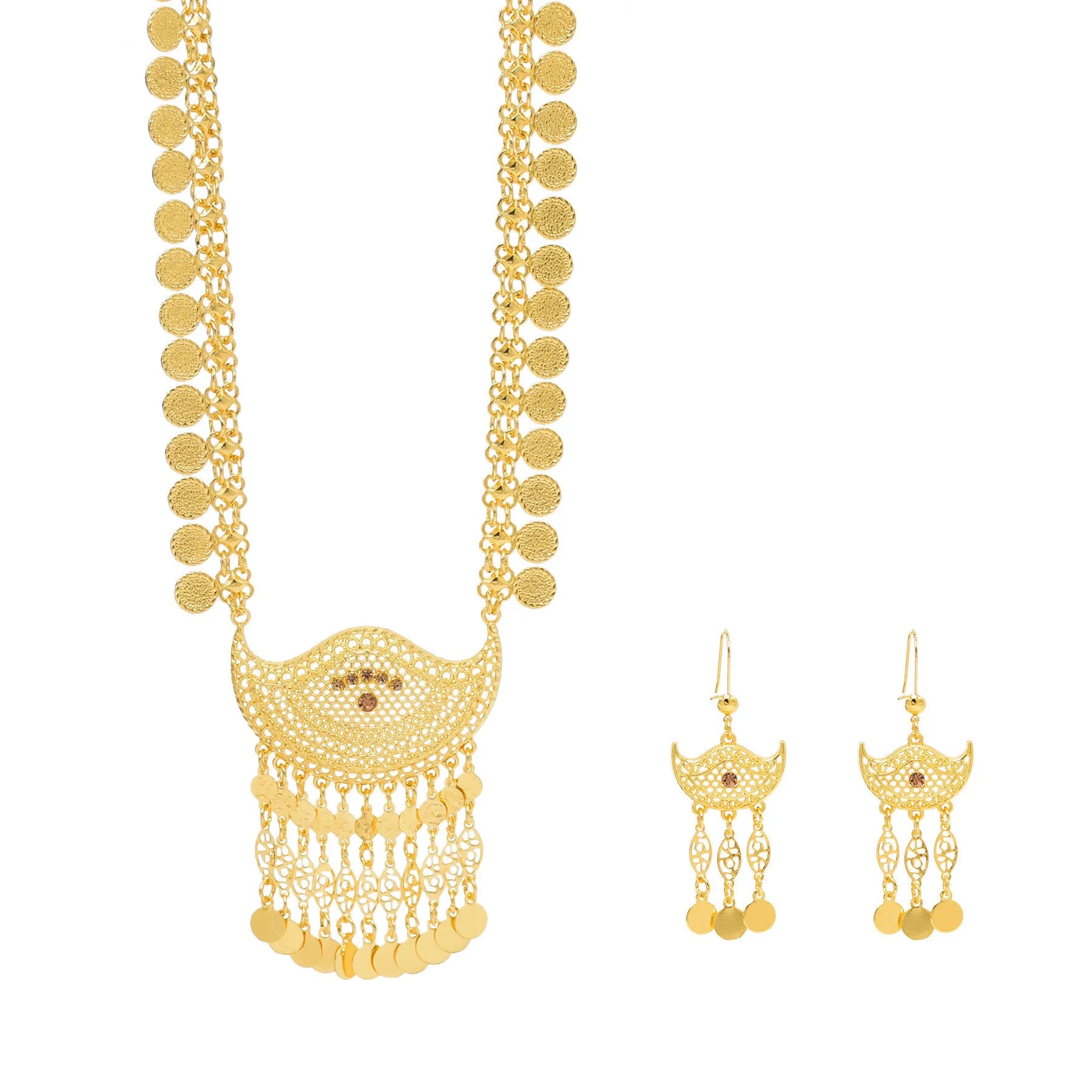 Bohemian Wave Shaped Coin Tassel Style Necklace Set / Ruchi