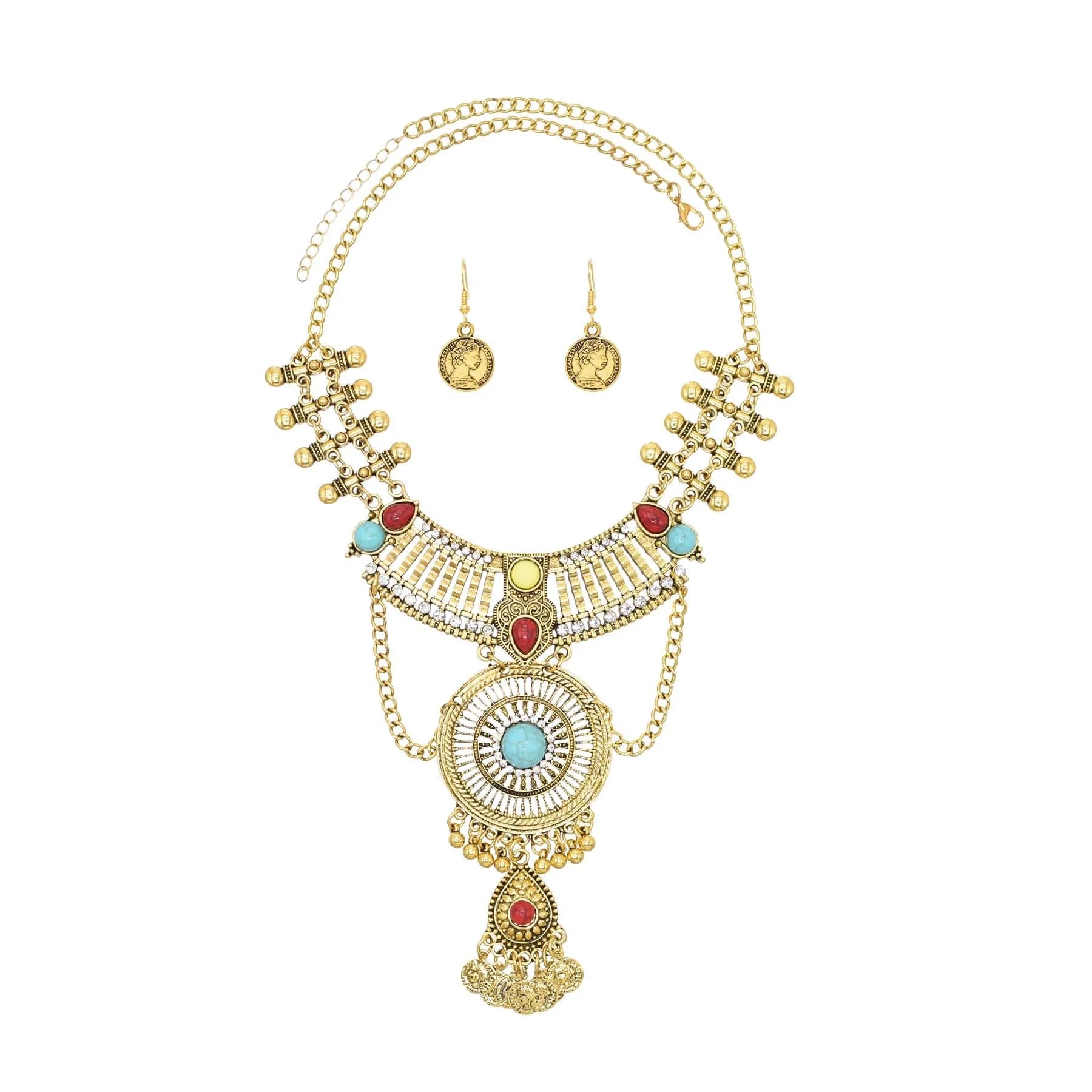 Bohemian Ethnic Style Coin Tassel Necklace Set / Ruchi