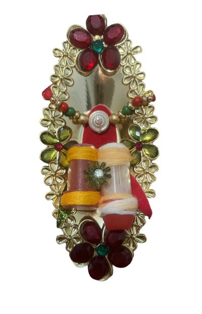 Enchanting Stone Adorned Thali And 2 Rakhi Set For Raksha Bandhan Celebration / Ruchi