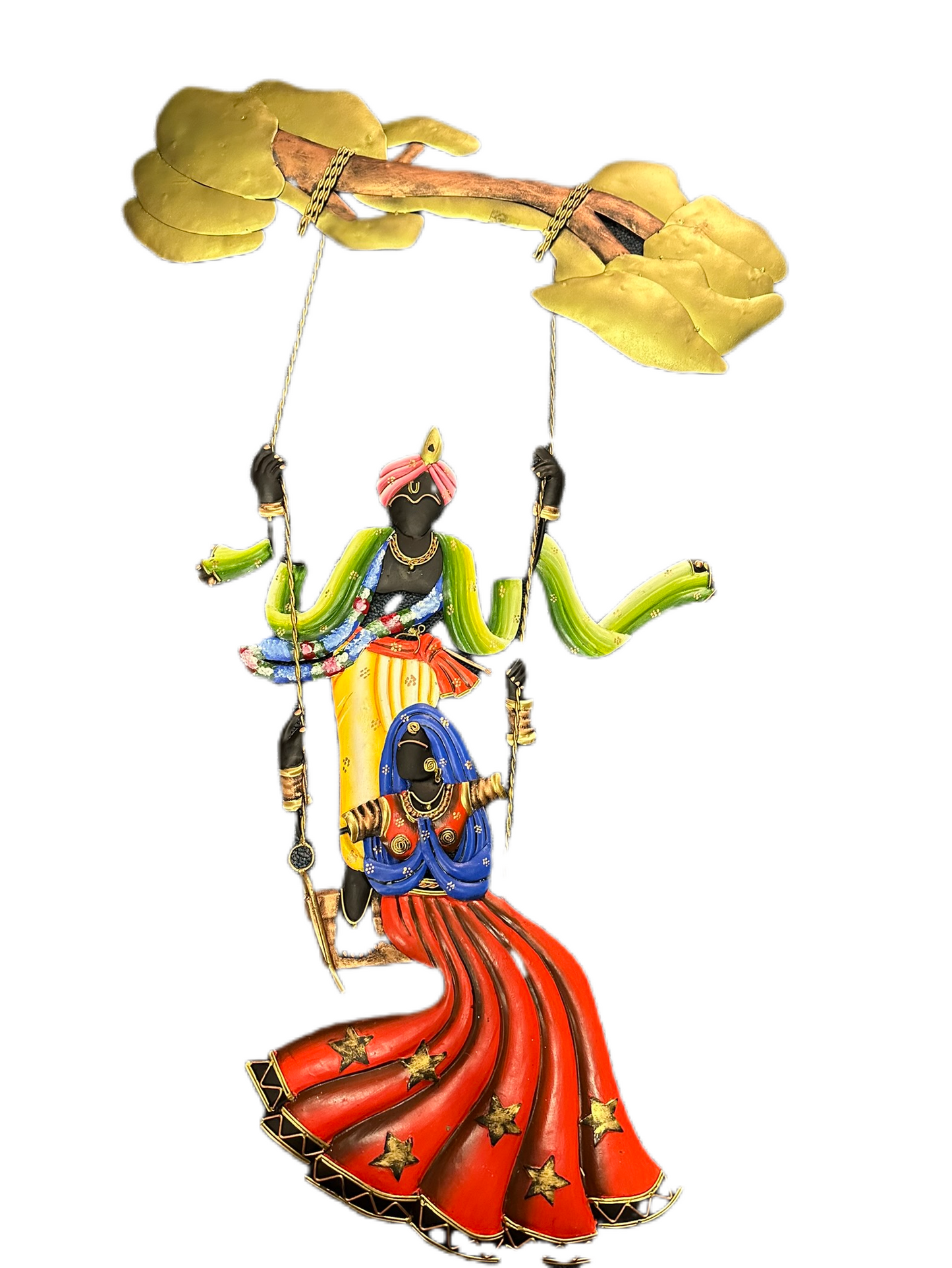 Pleasant Radha Krishna On A Swing Metal Wall Craft / Ruchi