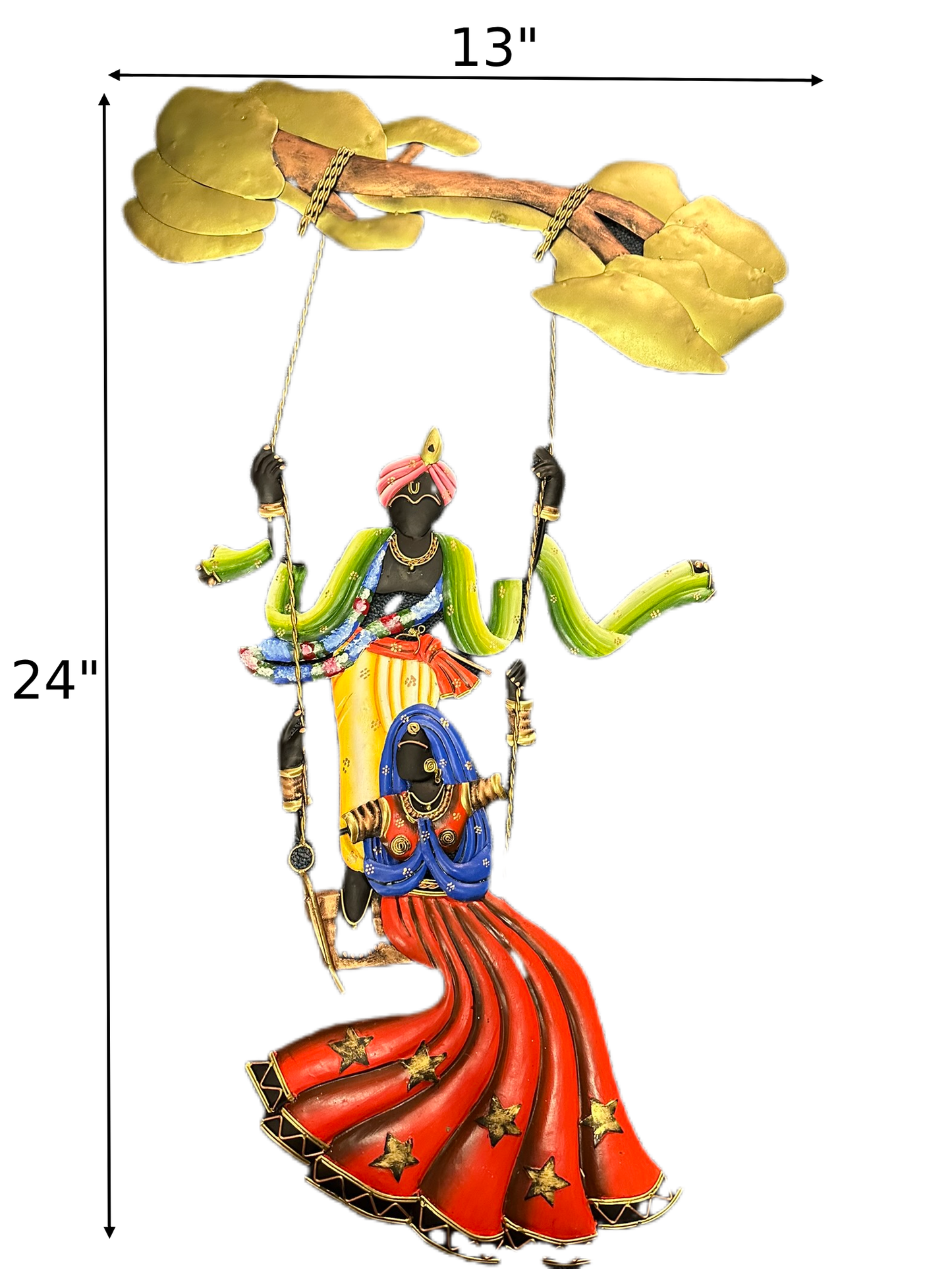 Pleasant Radha Krishna On A Swing Metal Wall Craft / Ruchi