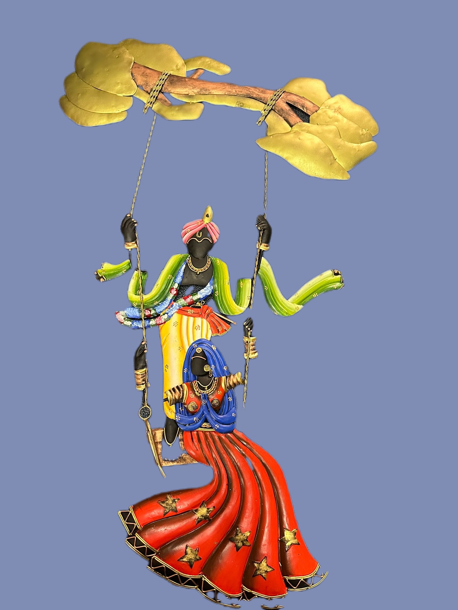 Pleasant Radha Krishna On A Swing Metal Wall Craft / Ruchi