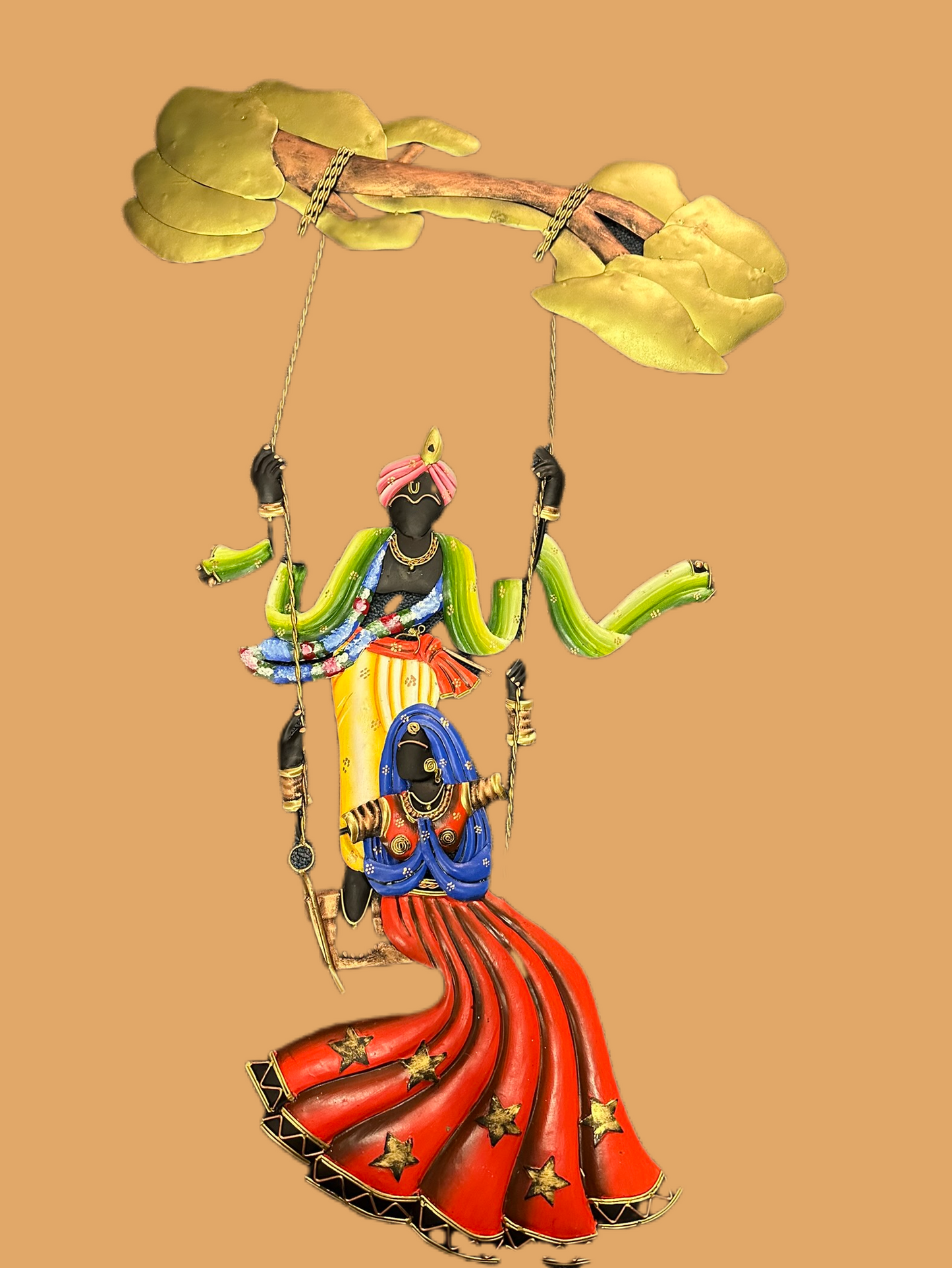 Pleasant Radha Krishna On A Swing Metal Wall Craft / Ruchi