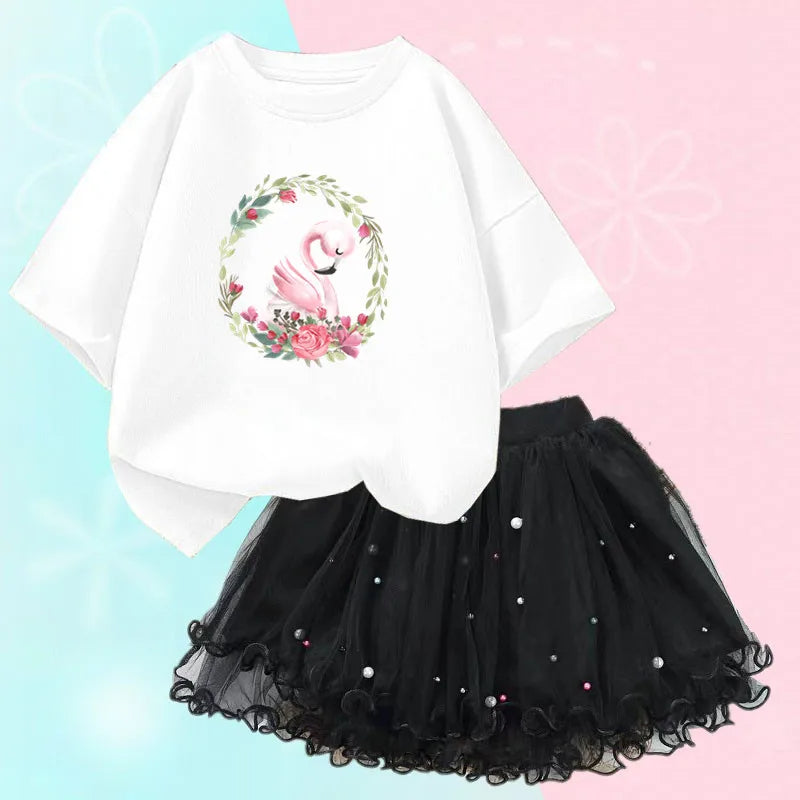 Adorning Floral And Flamingo Style Kids Dress / Ruchi