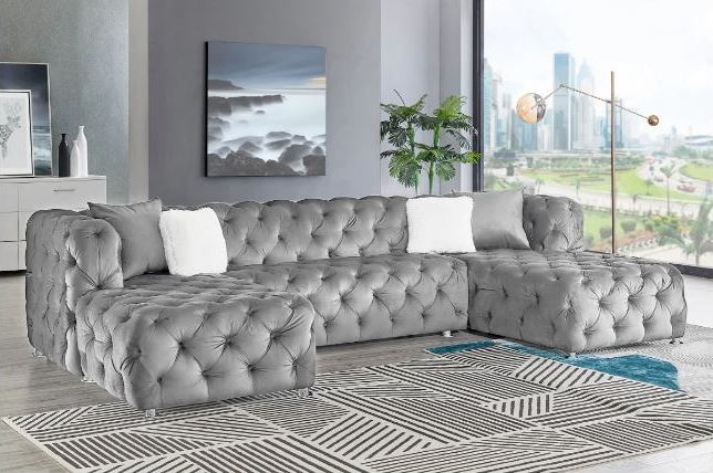 Classical Velvet Fabric Upholstery Modular Sectional Sofa / Ruchi