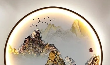 Classical Mountain Range Style LED Wall Lampshade