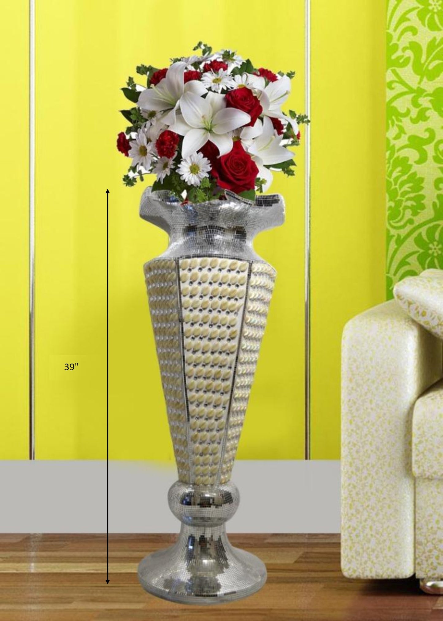 1 Pc Alluring Artful 39" Decorative Fiberglass Flower Vase / Ruchi