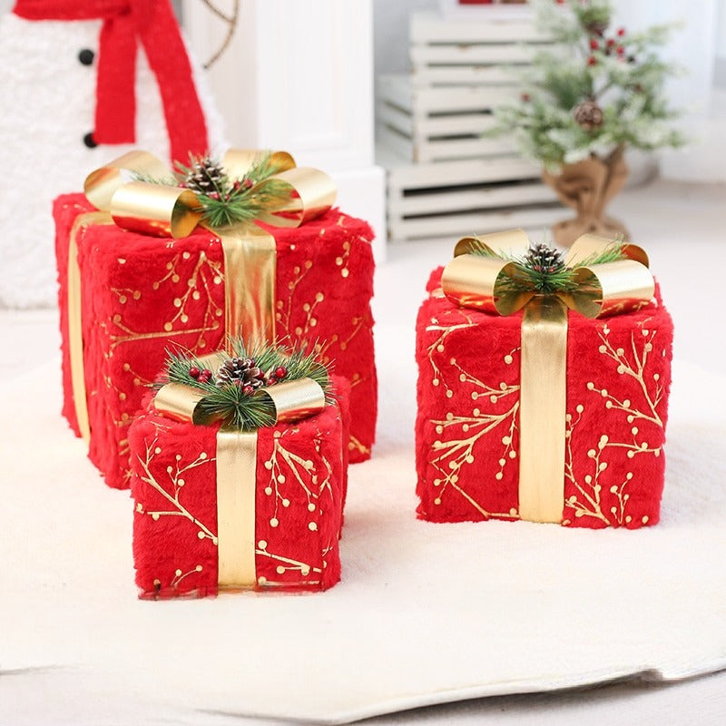 Captivating Set Of 3 Colorful Hollowed Christmas Cubical Gift Box / Ruchi