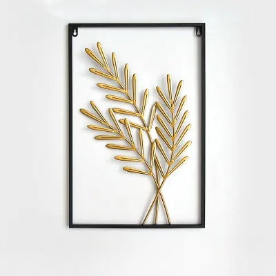 Captivating Leaf Inspired Golden Metal Wall Hanging / Ruchi