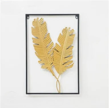 Captivating Leaf Inspired Golden Metal Wall Hanging / Ruchi