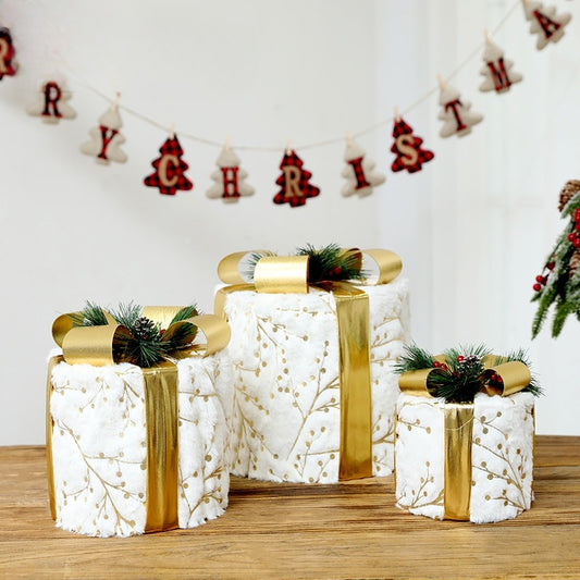 Set Of 3 Stunning Christmas Cuboidal Metal Gift Box / Ruchi