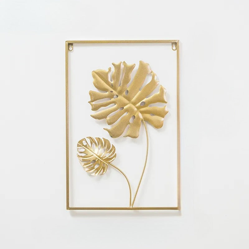 Captivating Leaf Inspired Golden Metal Wall Hanging / Ruchi