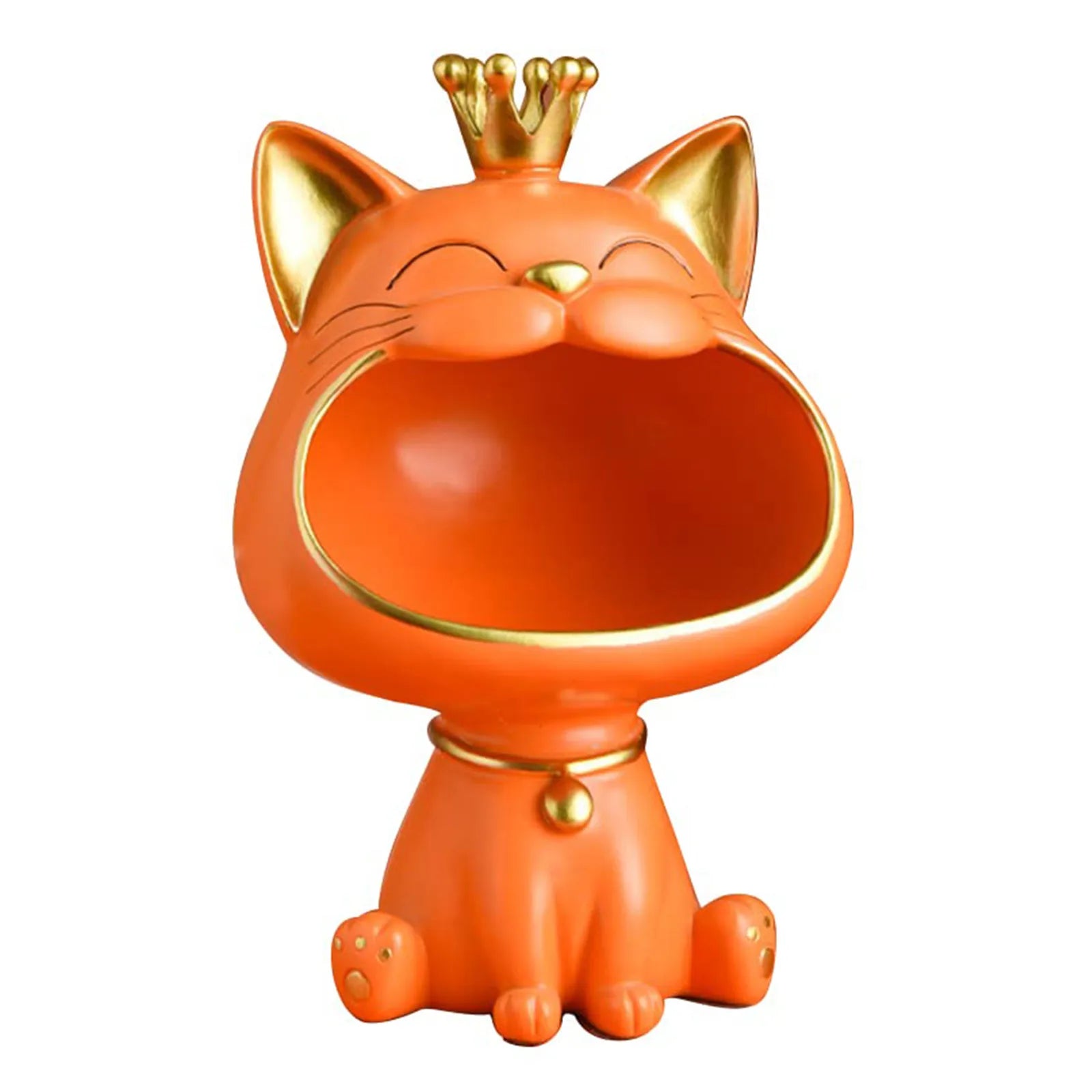 Endearing Laughing Cat Resin Statue With Storage / Ruchi