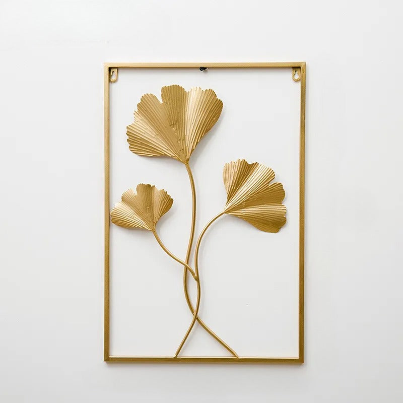 Enchanting Leaf Articraft Golden Metal Wall Hanging / Ruchi