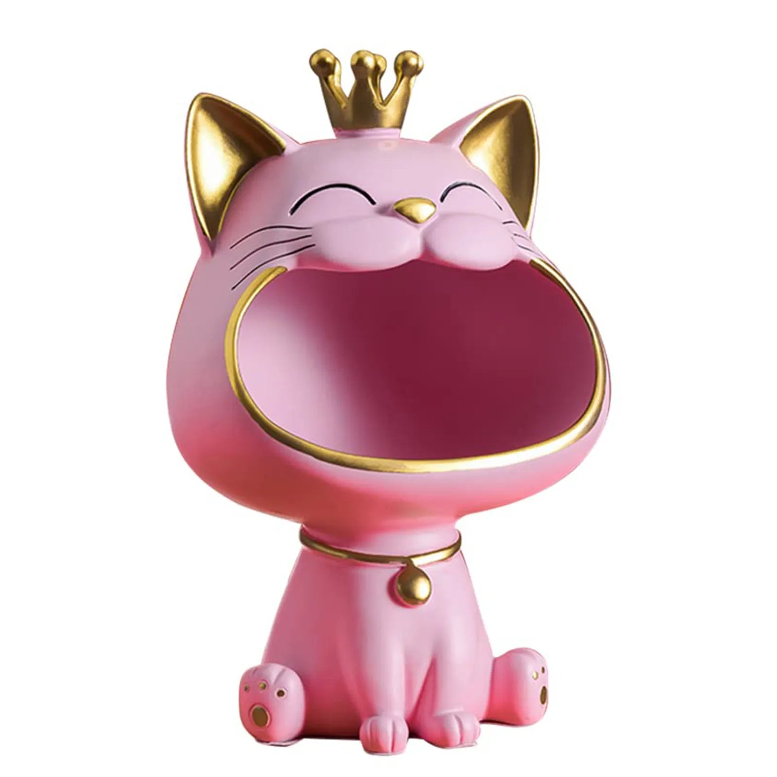 Endearing Laughing Cat Resin Statue With Storage / Ruchi