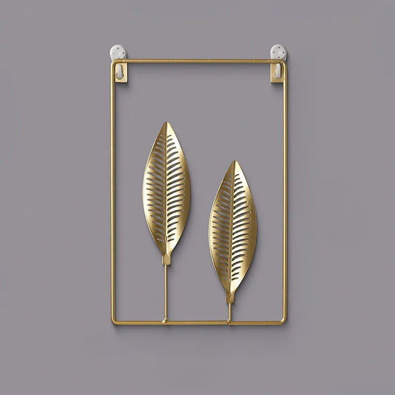 Enticing Handcrafted Leaf Style Golden Metal Wall Hanging / Ruchi