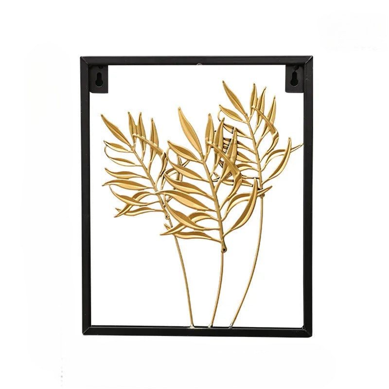 Enchanting Leaf Articraft Golden Metal Wall Hanging / Ruchi