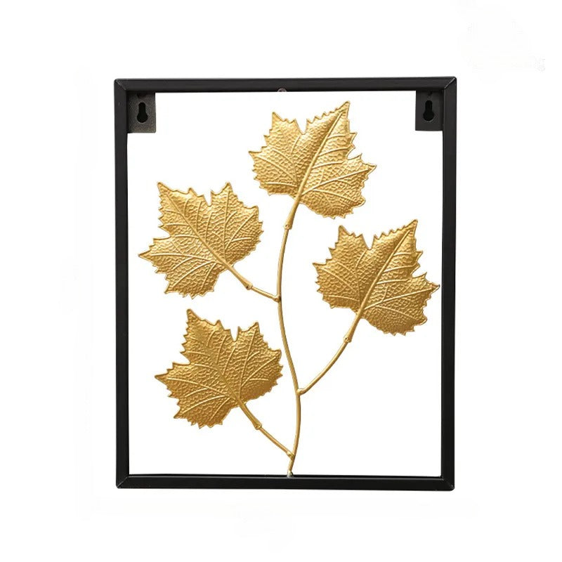 Enticing Handcrafted Leaf Style Golden Metal Wall Hanging / Ruchi