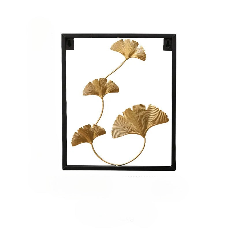 Enticing Handcrafted Leaf Style Golden Metal Wall Hanging / Ruchi