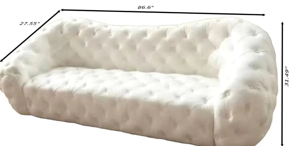 Minimalist Modern Genuine Leather Button Tufted Sofa / Ruchi