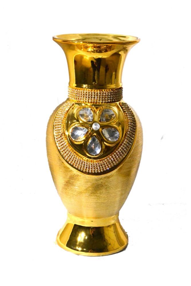 1 Pc Exquisite Gold Polished Ceramic Tabletop Vase / Ruchi