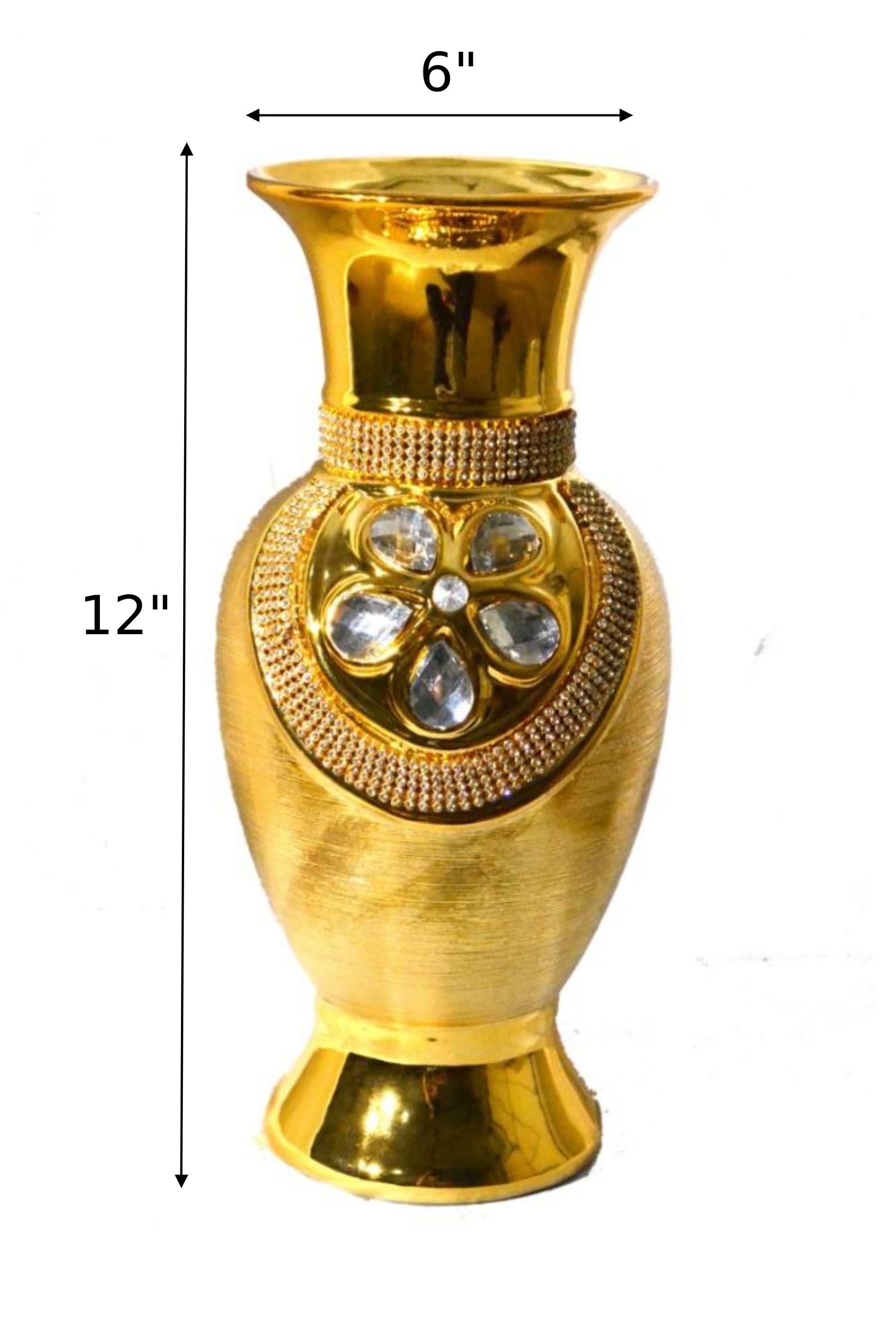 1 Pc Exquisite Gold Polished Ceramic Tabletop Vase / Ruchi