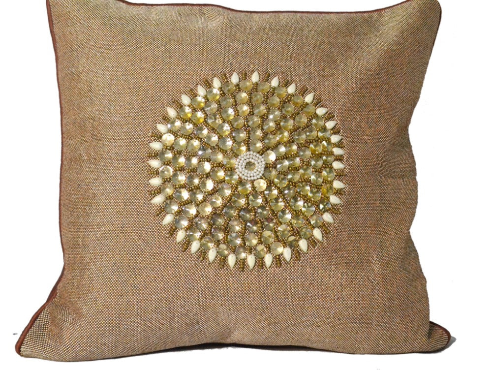 Fashionable Crystal Embroidered Short Plush Cushion Covers / Ruchi