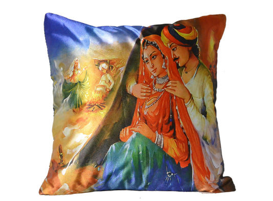 High-End Rajasthani Printed Standard Size Linen Cushion Covers / Ruchi