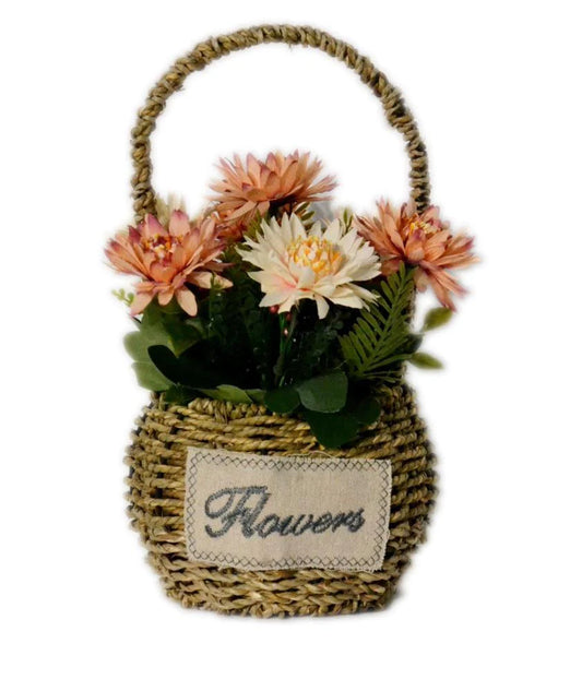 Fashionable 1 Pc Brown Flower Basket with Artificial Flower / Ruchi