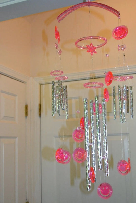 Imposing Pink Crystal Wind Chimes For Décor / Ruchi